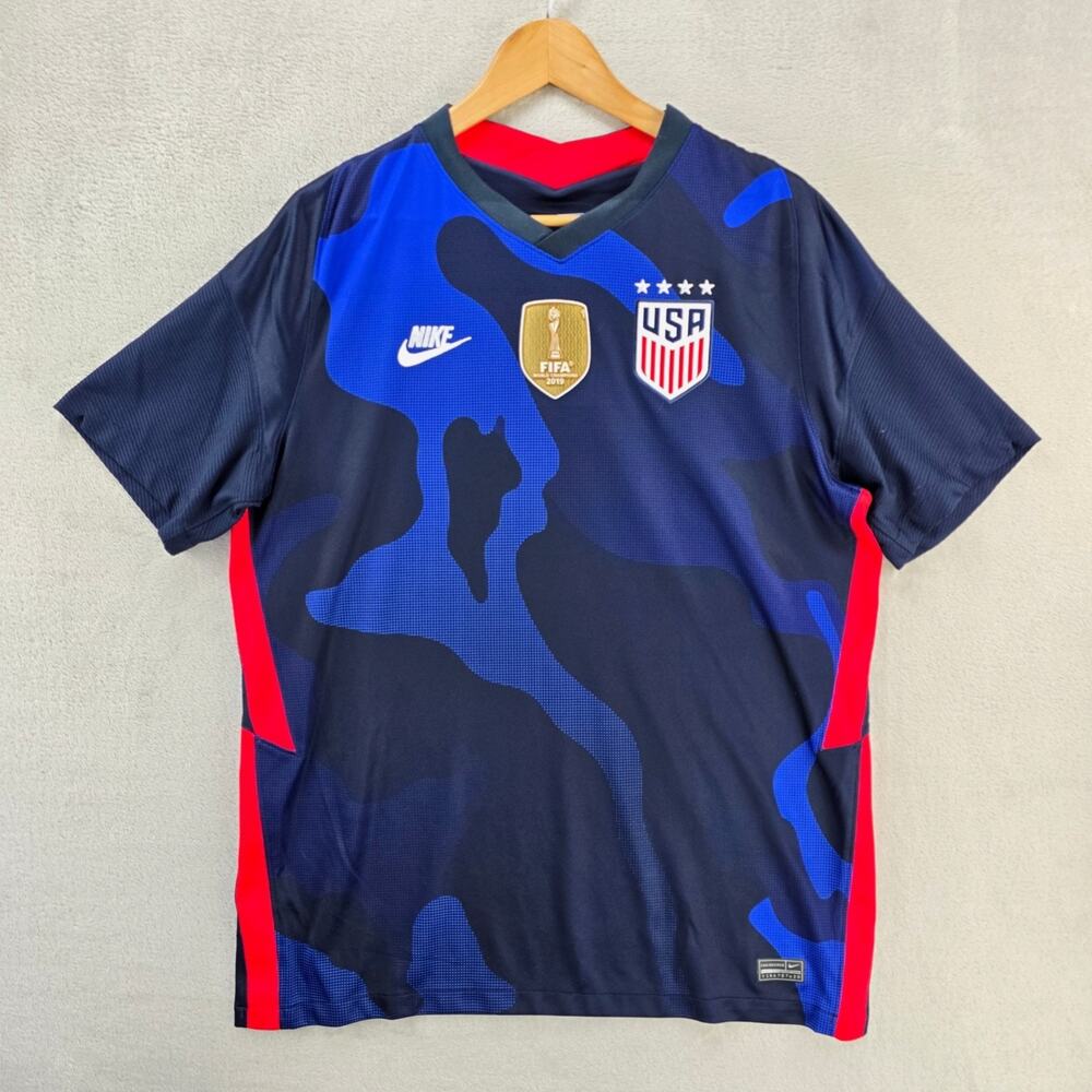 Nike USMNT USA Away Soccer Jersey Shirt Mens Large Blue Camo 2019 FIFA USWNT